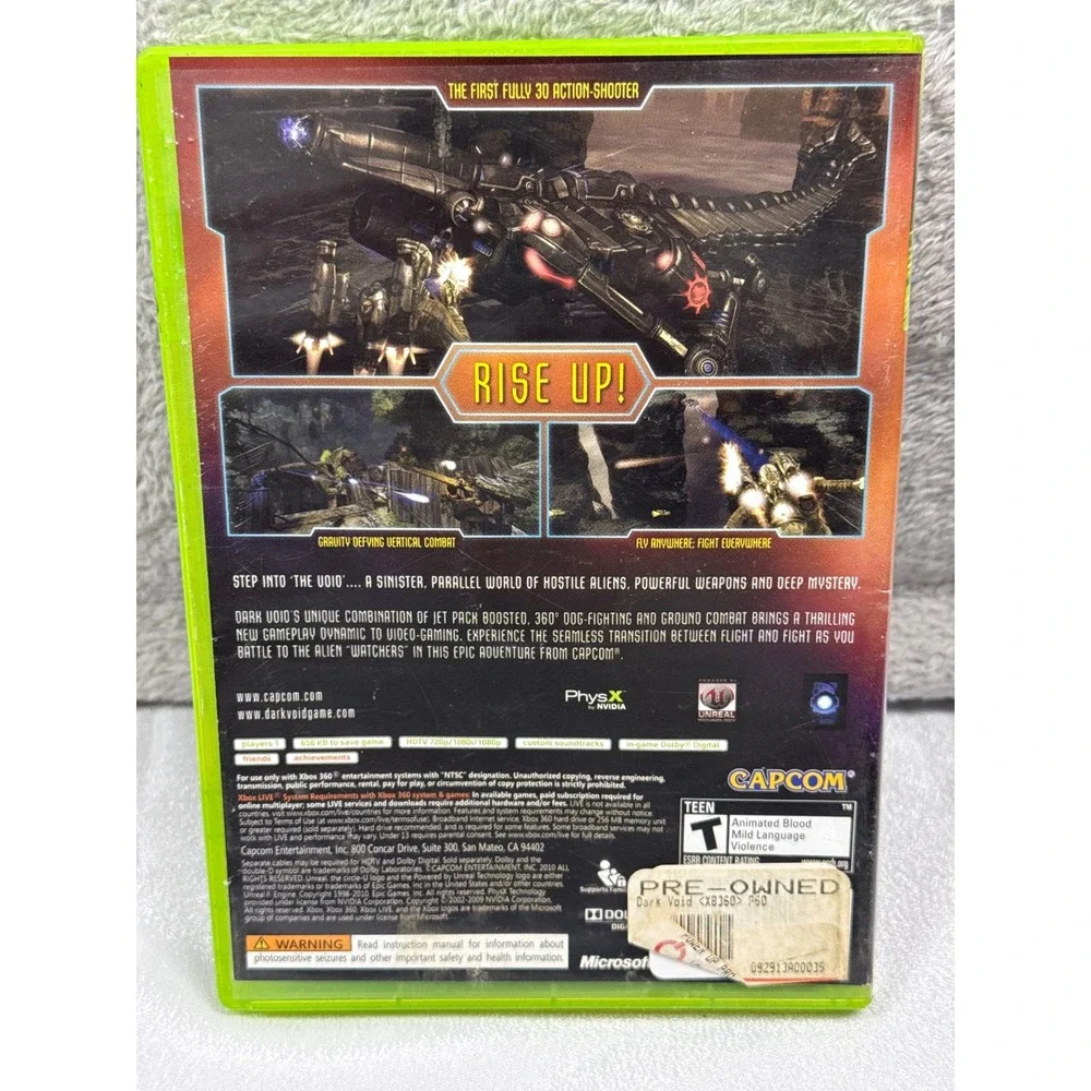 Capcom Dark Void Xbox 360 NTSC Green Case Sci-Fi Action Shooter Video Game